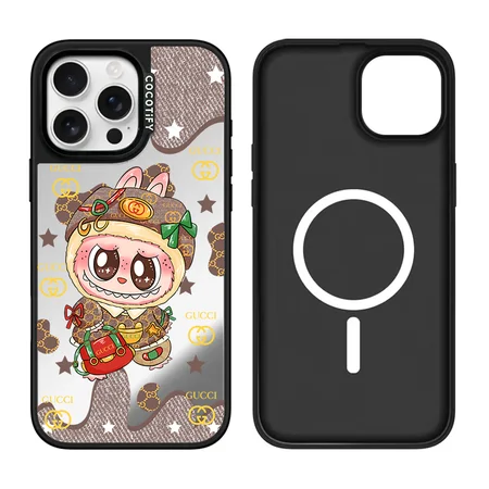 Labubu ハイブランド風 iPhone ケース アートトイ モノグラム コラボ