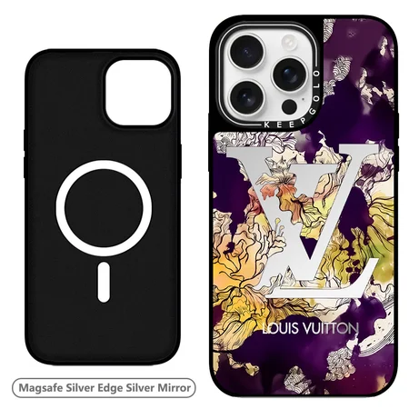 ルイヴィトン風 iPhone ケース ミラーロゴ アート プリント 花柄 チェッカーボード