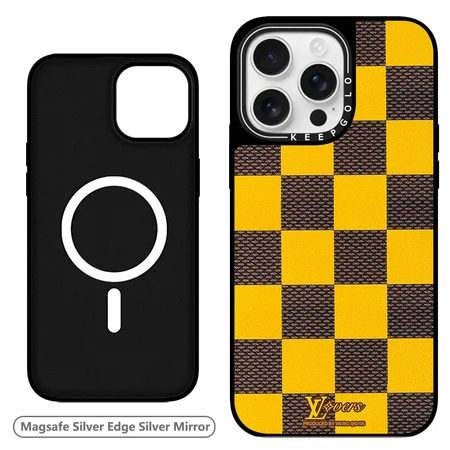 ルイヴィトン風 iPhone ケース ミラーロゴ アート プリント 花柄 チェッカーボード