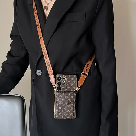 ハイブランド風 Galaxy ケース アコーディオンウォレット メタルフレーム 斜め掛け モノグラム GG