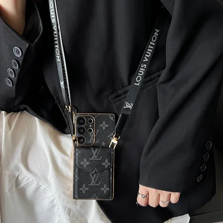 ハイブランド風 Galaxy ケース アコーディオンウォレット メタルフレーム 斜め掛け モノグラム GG