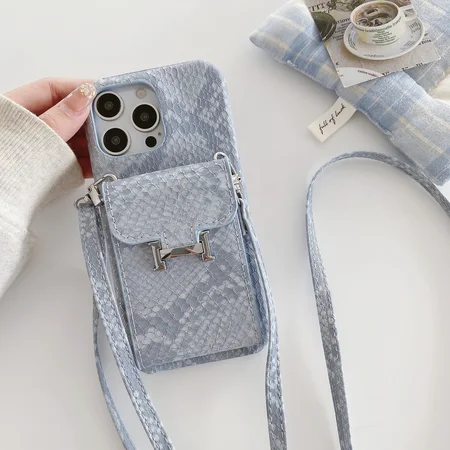 エルメス風 iPhone Galaxy ケース H金属ロゴ ミニバッグ付き 蛇柄 パイソン柄 斜め掛け