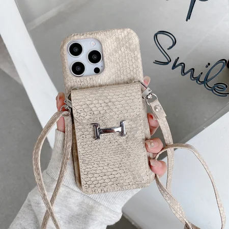 エルメス風 iPhone Galaxy ケース H金属ロゴ ミニバッグ付き 蛇柄 パイソン柄 斜め掛け