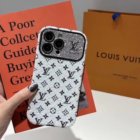 ルイヴィトン風 iPhone ケース レインボーグリッター モノグラム 型押し カメラ保護