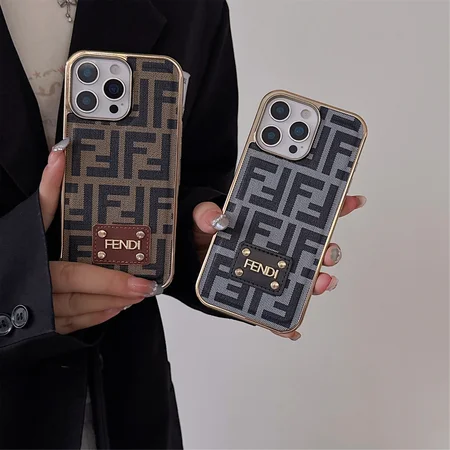 フェンディ風 iPhone ケース FFズッカ メタルフレーム リベット FENDI