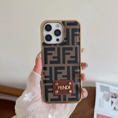 フェンディ風 iPhone ケース FFズッカ メタルフレーム リベット FENDI