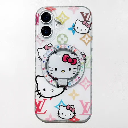 ルイヴィトン風 ハローキティ iPhone ケース モノグラム キティリング デニム 透明