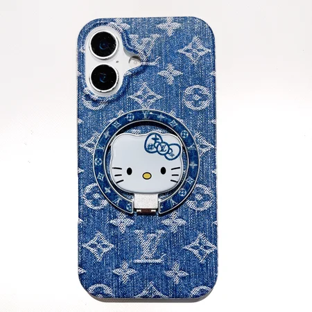ルイヴィトン風 ハローキティ iPhone ケース モノグラム キティリング デニム 透明