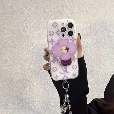 ルイヴィトン iPhone ケース 紫色 マグネット吸着 ヴィヴィエンヌスタンド 推し活