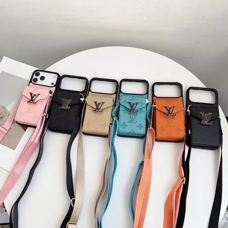 ルイヴィトン風 iPhone Galaxy ケース モノグラム 型押し LVロゴ ウォレット 斜め掛け