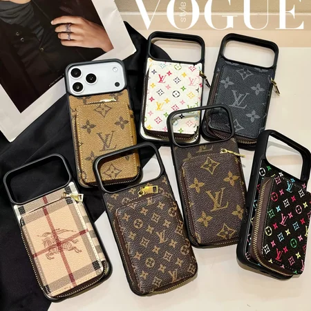ハイブランド風 iPhone Galaxy ケース ジッパー財布 カード収納 ルイヴィトン Burberry 村上隆