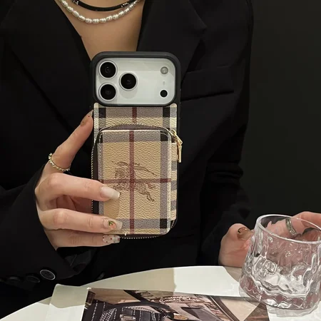 ハイブランド風 iPhone Galaxy ケース ジッパー財布 カード収納 ルイヴィトン Burberry 村上隆