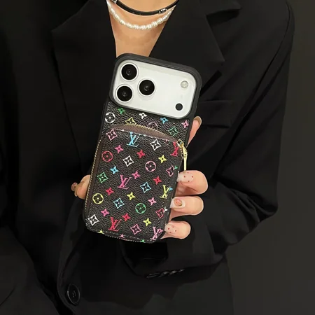 ハイブランド風 iPhone Galaxy ケース ジッパー財布 カード収納 ルイヴィトン Burberry 村上隆