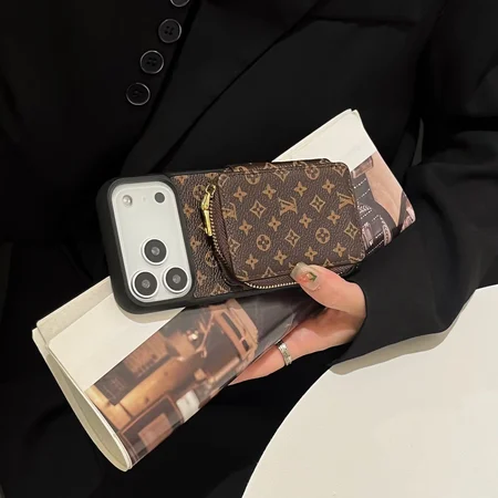 ハイブランド風 iPhone Galaxy ケース ジッパー財布 カード収納 ルイヴィトン Burberry 村上隆