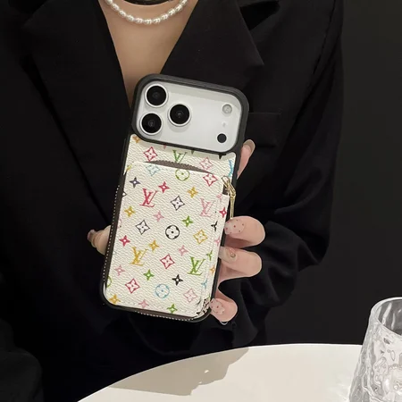 ハイブランド風 iPhone Galaxy ケース ジッパー財布 カード収納 ルイヴィトン Burberry 村上隆