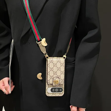 ハイブランド風 Google Pixel ケース 抽出式カードホルダー ストラップ付き ルイヴィトン Gucci