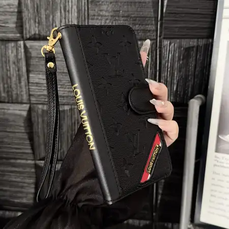 ハイブランド風 iPhone Galaxy ケース 手帳型ウォレット カード収納 リストストラップ付き