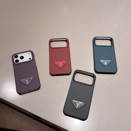 プラダ風 iPhone ケース ツイル テクスチャ トライアングルロゴ エナメル PRADA
