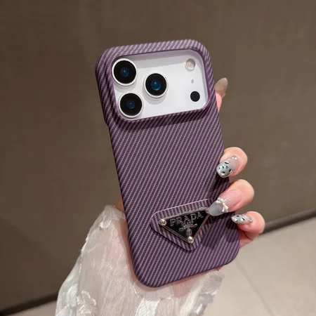 プラダ風 iPhone ケース ツイル テクスチャ トライアングルロゴ エナメル PRADA