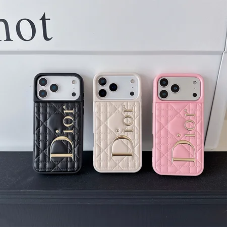 ディオール風 iPhone ケース Lady Dior 藤格紋 キルティング D.I.O.R 金属チャーム