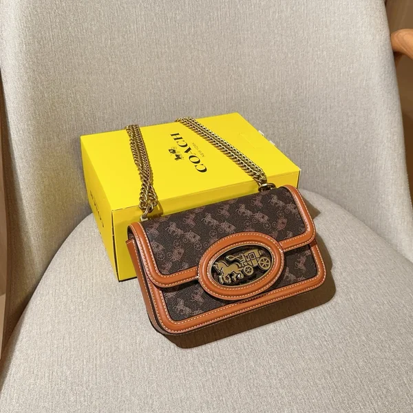 コーチ COACH Hero チェーンバッグ 馬車柄 復古 Y2K ブラウン ヴィンテージ インスタ映え