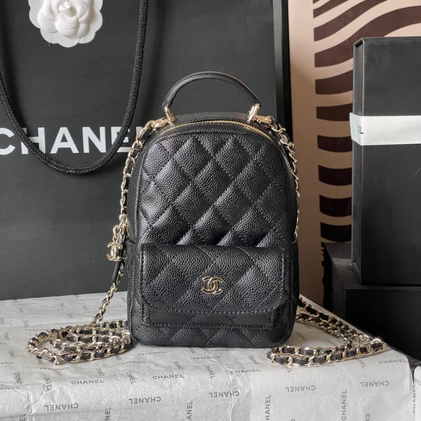 シャネル CHANEL 24C ミニバックパック AP3753 黒 荔枝紋 3way 通学 大学生