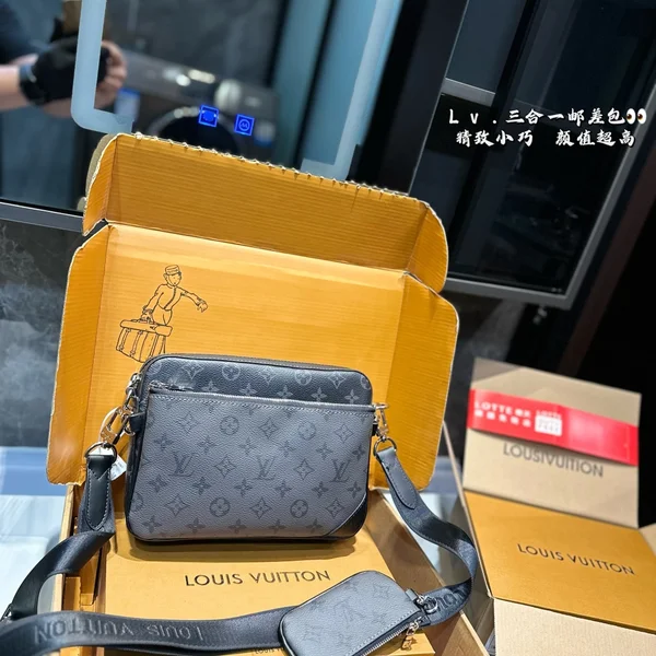 ルイヴィトン Trio メッセンジャー モノグラムエクリプス 黒灰 シルバー金具 3in1 取り外し可能 投資価値 メンズ