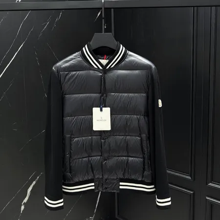 モンクレール MONCLER 黒×白条紋 棒球領夾克 軽い 暖かい 着やすい 散歩